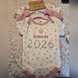 Pink and White Baby Bodysuit Set